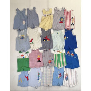 Lot Of 20: Vintage Baby Boy Kids Jon Jons Jumpers Various Sizes Stripes Plaids